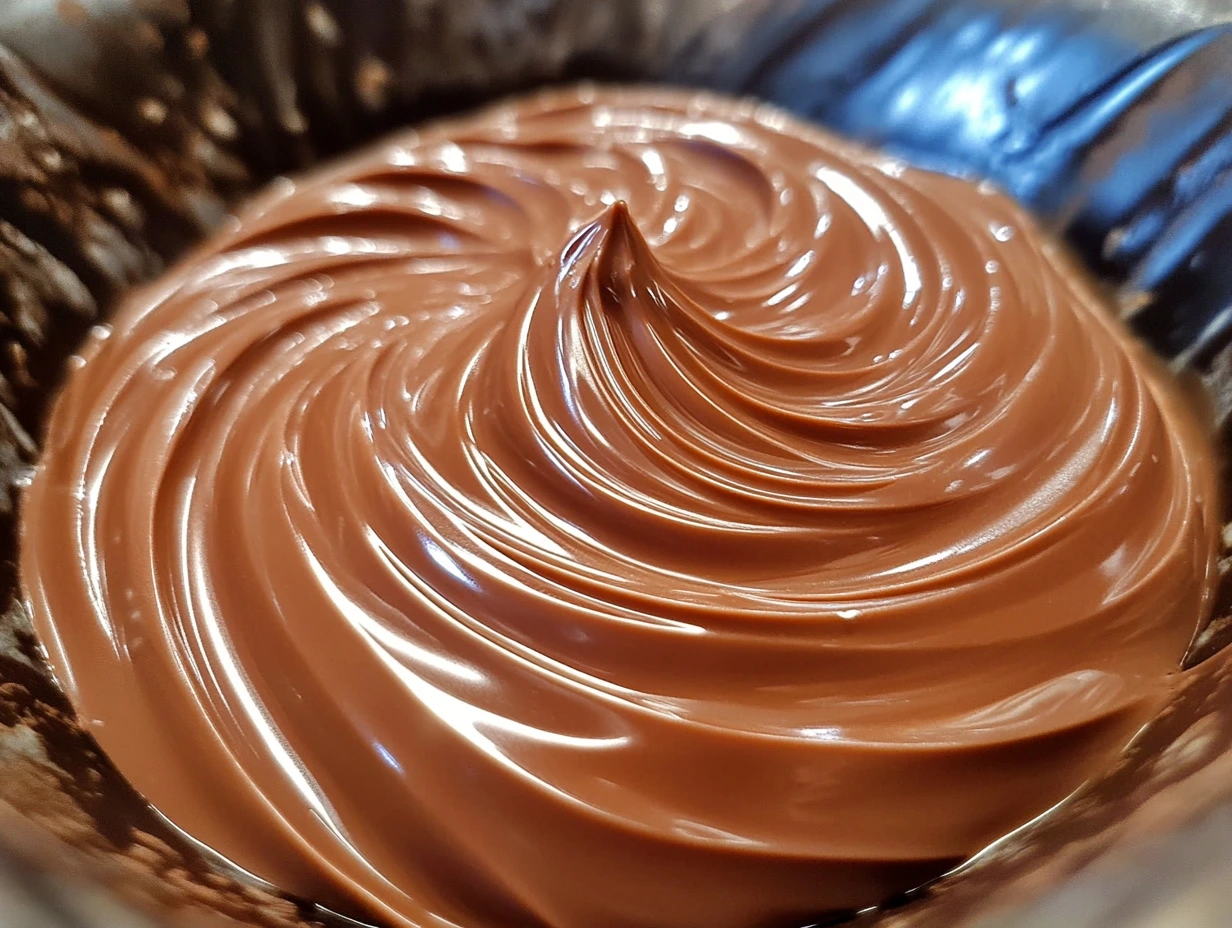 Smooth milk chocolate swirl showcasing its creamy texture and rich chocolate flavor.
