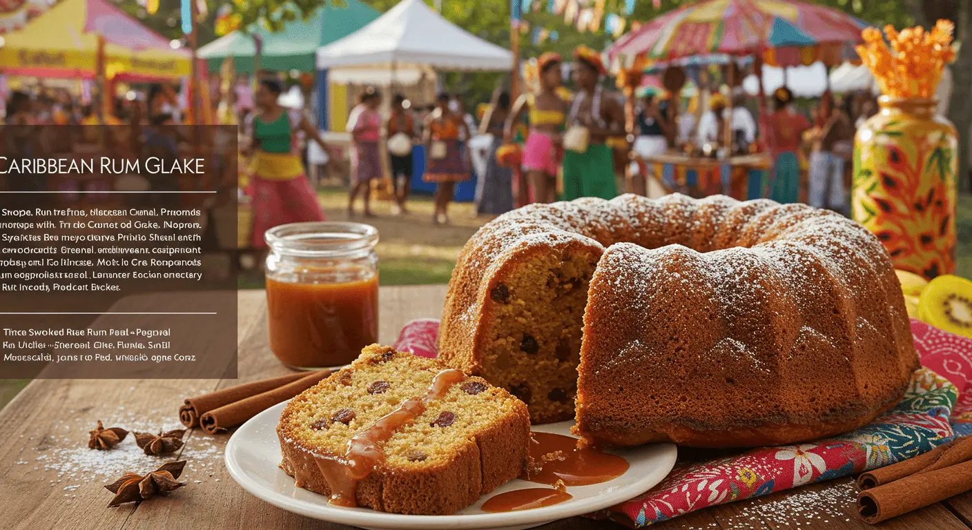 A close-up photo of a Bundt cake with a Yuletide Cheer Quick Bread Mix box and a mini Bundt pan set in the background