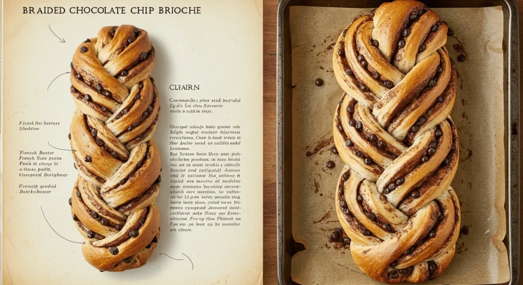 Braided chocolate chip brioche with a recipe