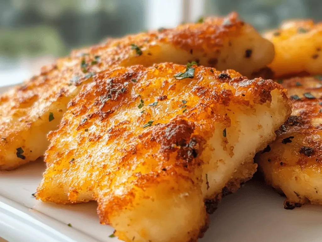 Pan-fried fish fillets garnished with herbs.