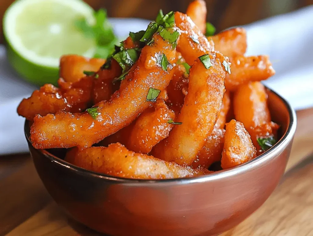 Spicy tequeños garnished with herbs and lime