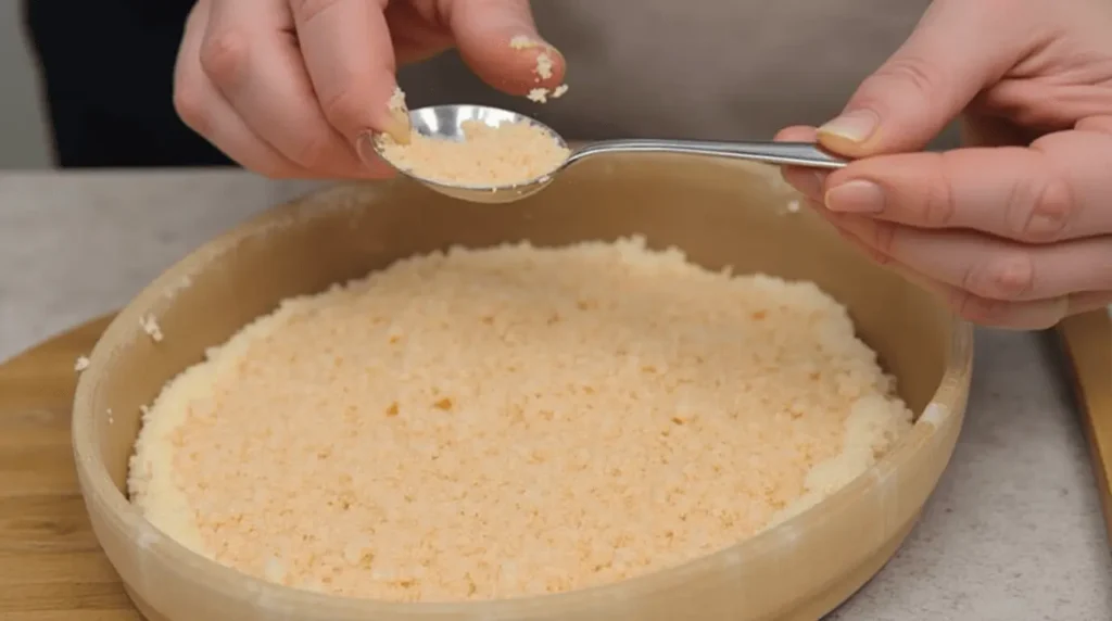 Cracking the golden salt crust using a spoon to reveal the food cooked with the salt trick recipe.