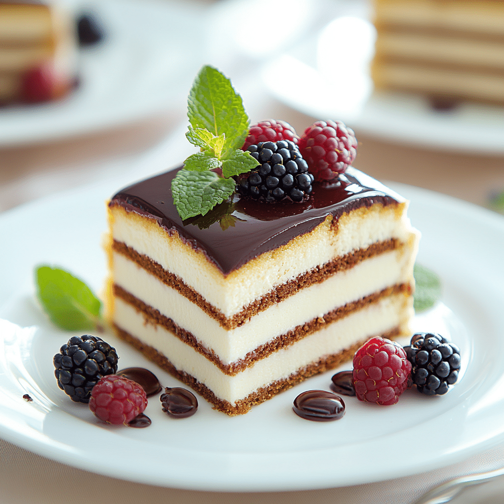 Serving vanilla chocolate combo cake